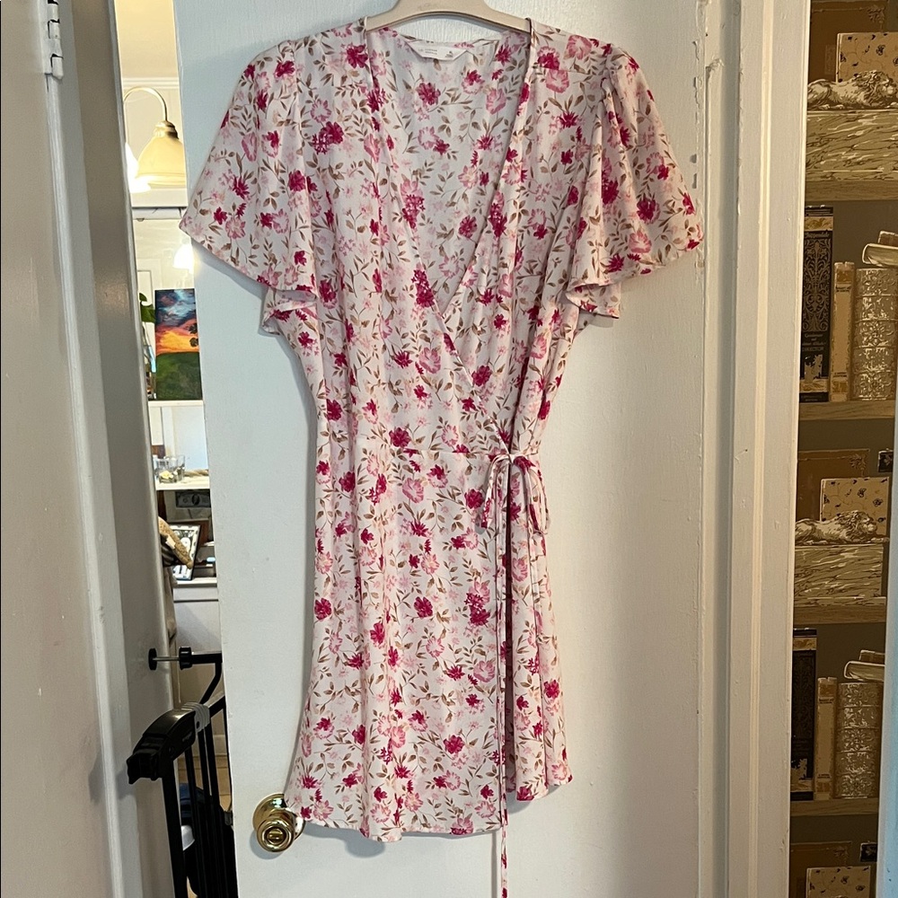Floral Wrap Dress with Pink Bouquet Print